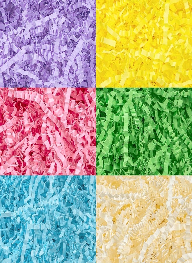 Gloreyan 300g/10.6oz Easter Grass Basket Filler Crinkle Cut Paper Shred 6 Colors Raffia Paper Shred Filler Grass for Gift Wrapping Basket Filling Birthdays Weddings Party Supply